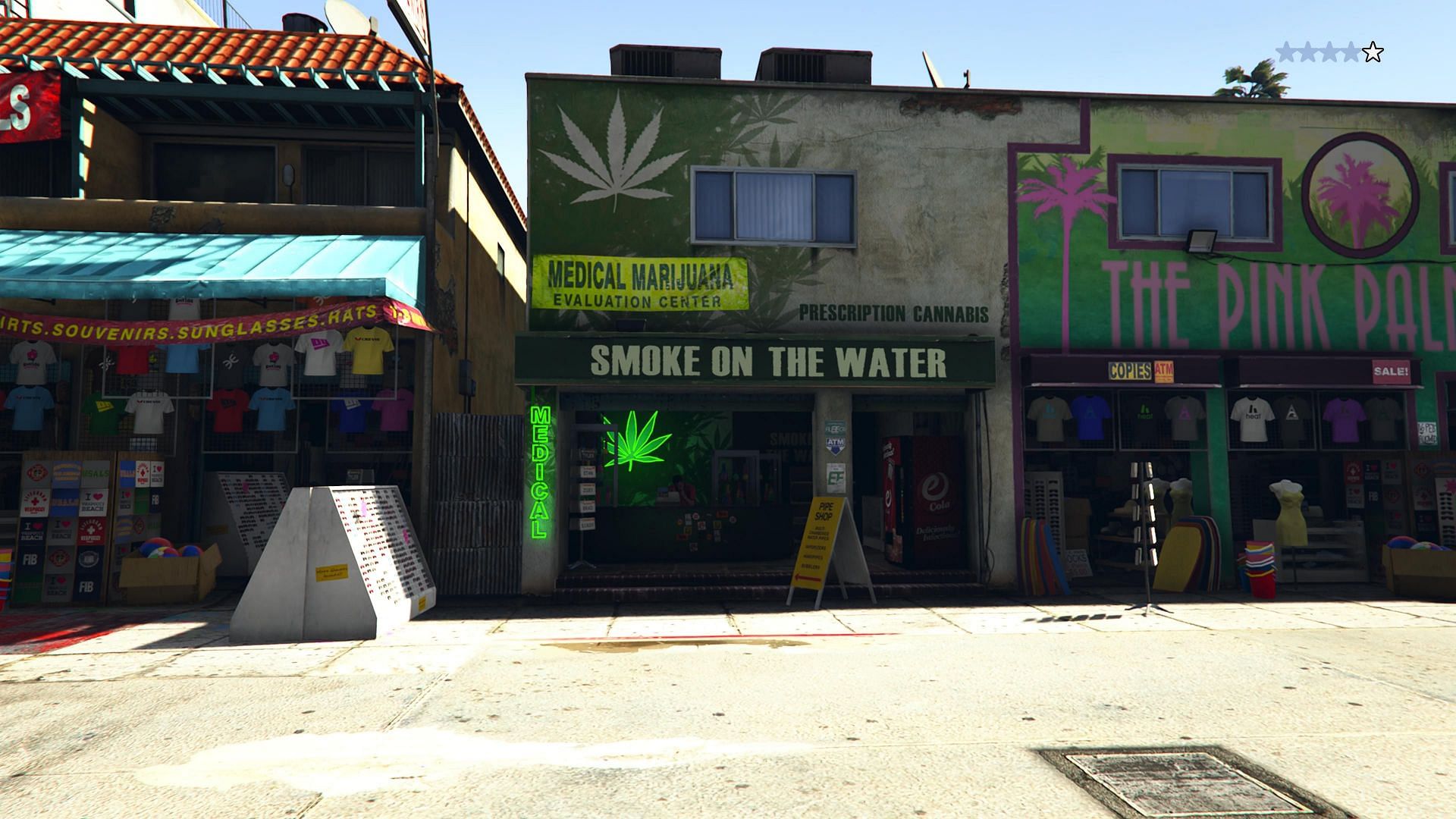 The weed dispensary at Vespucci Beach (Image via Rockstar Games)